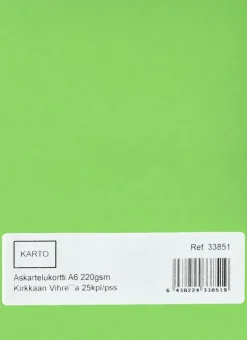 Karto Askartelutarvikkeet<Askartelukortti A6 220 Gsm Kirkkaan Vihrea 25 Kpl/Pss