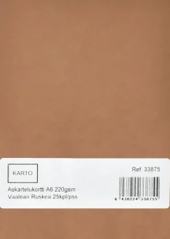 Karto Askartelutarvikkeet<Askartelukortti A6 220 Gsm Vaalean Ruskea 25 Kpl/Pss