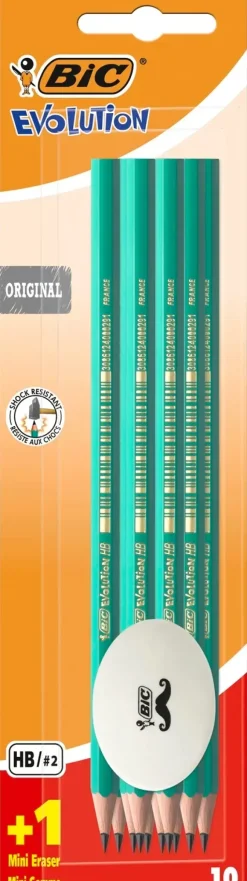 BiC Toimistotarvikkeet>Eco Evolution 10 Lyijykynaa + Pyyhekumi