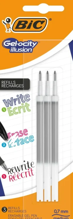BiC Toimistotarvikkeet>Gel-Ocity Illusion Pyyhittava Gelikyna Musta Tayttosailio 3Kpl