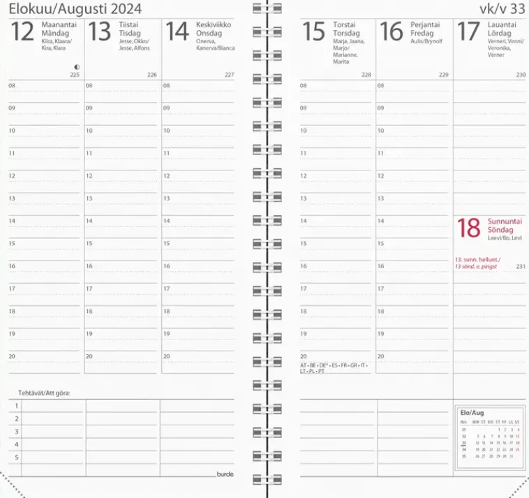 Burde Kalenterit>Kalenteri 2024 Interplano Sininen Keinonahka (Kaksikielinen)