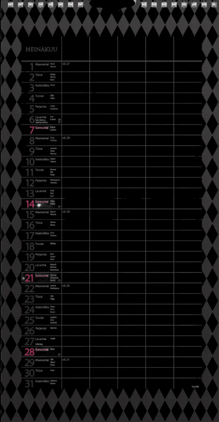 Burde Kalenterit>Perhekalenteri 2024 Perhekalenteri Moderni Paperitaskulla