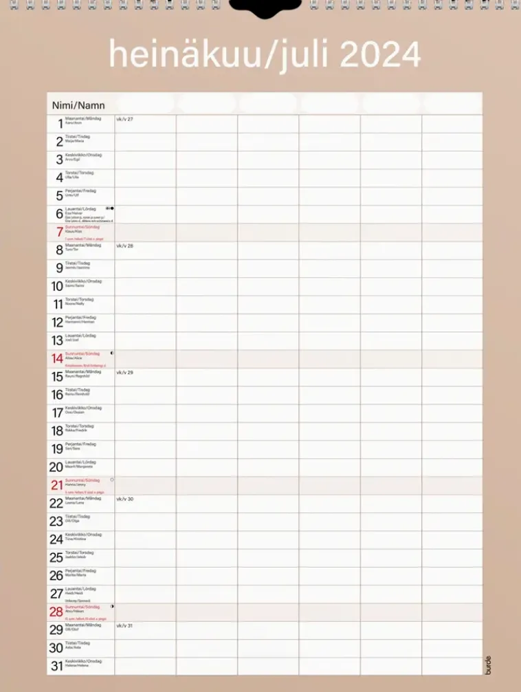 Burde Kalenterit>Perhekalenteri 2024 Perhekalenteri Kateva
