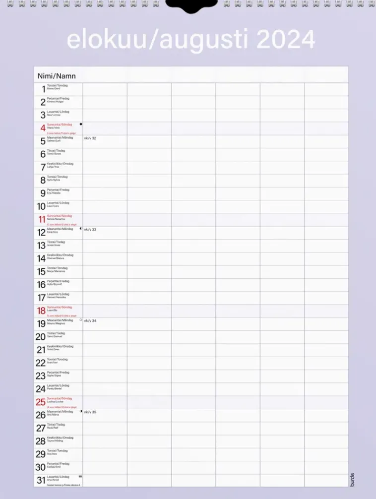 Burde Kalenterit>Perhekalenteri 2024 Perhekalenteri Kateva