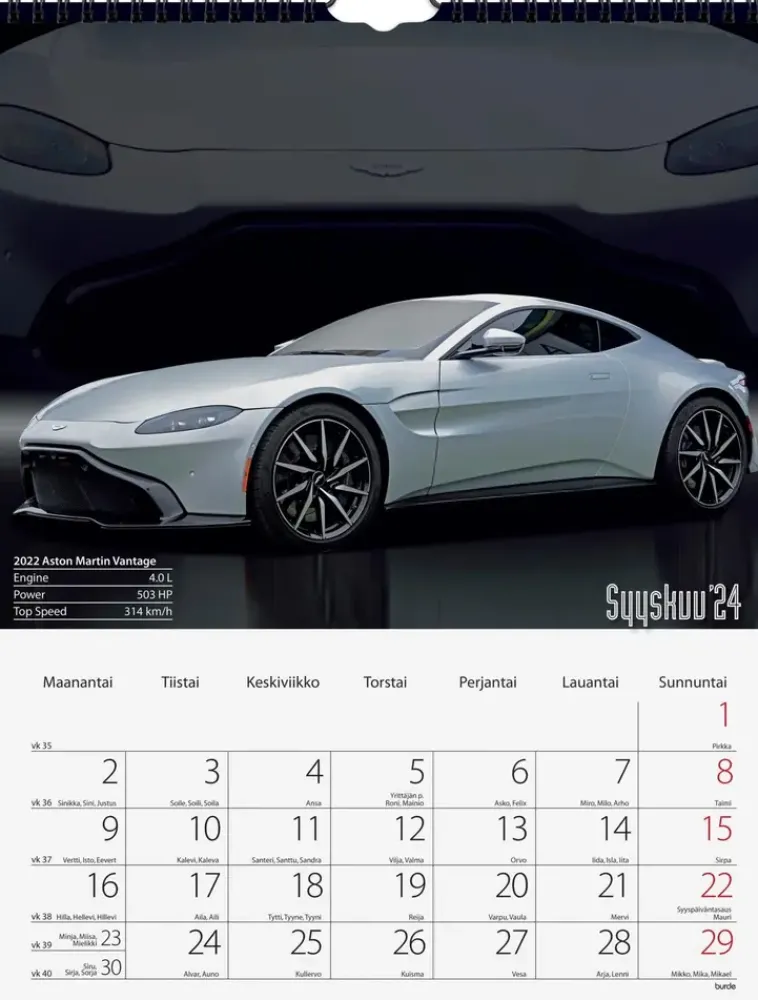 Burde Kalenterit>Seinakalenteri 2024 Autot