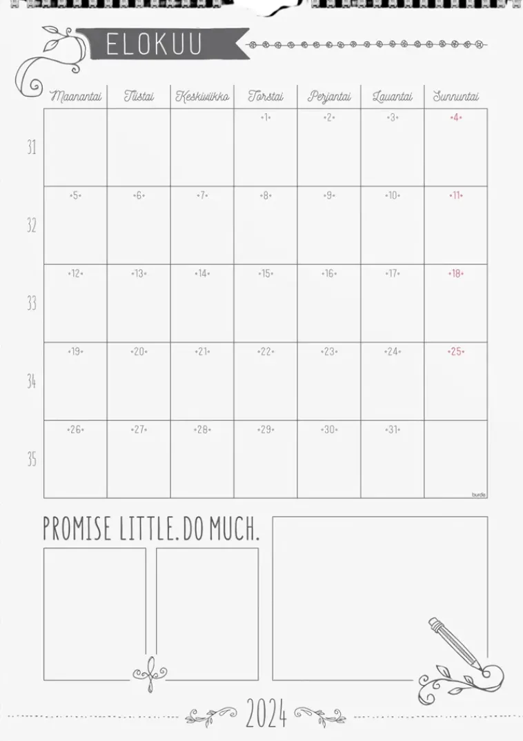 Burde Kalenterit>Seinakalenteri 2024 Seinakalenteri Scribble