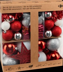 Carrefour Sesonkijuhlatarvikkeet>Joulupallo 100 Kpl, Punainen