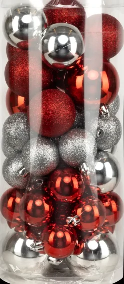 Carrefour Sesonkijuhlatarvikkeet>Joulupallo Lierio 40 Kpl, Puna-Hopea