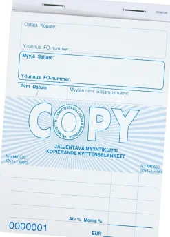 Copy Paperitarvikkeet>Myyntikuitti Itsejaljentava Numeroitu A6