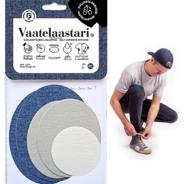 FabPatch Käsityötarvikkeet>Vaatelaastari, Arki - Helppo, Hankaamalla Kiinnittyva Tekstiilien Korjauspaikka