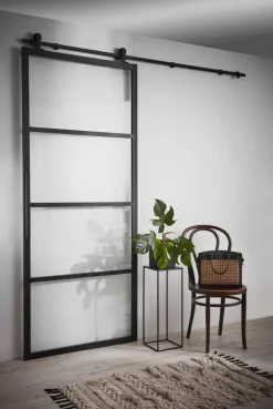 Habo Säilytyskalusteet<Ovi Square 1000X2133X28 Musta /Lasi