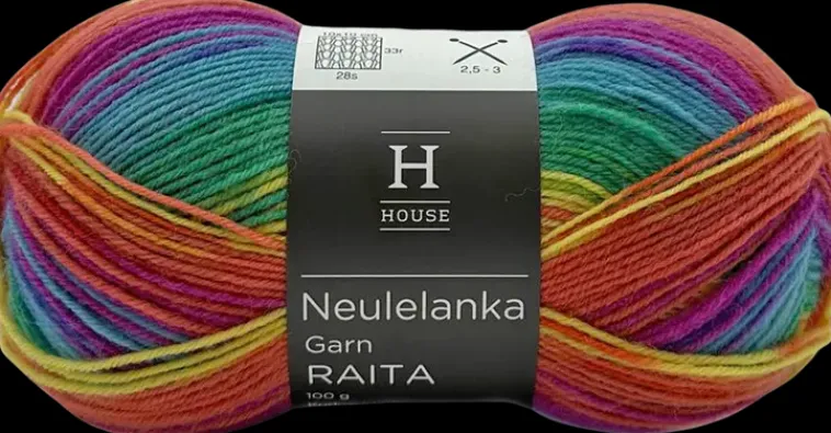 House Käsityötarvikkeet>Sukkalanka Raita-Kuvio 100 G, Rainbow-Varit