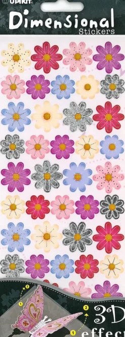 J.K. Primeco Askartelutarvikkeet>3D Tarra-Arkki Varilliset Kukat