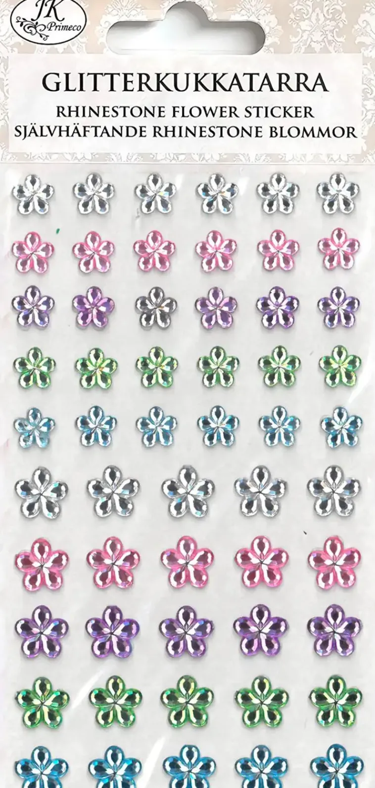 J.K. Primeco Askartelutarvikkeet<Glitterkukkatarra Varilajitelma