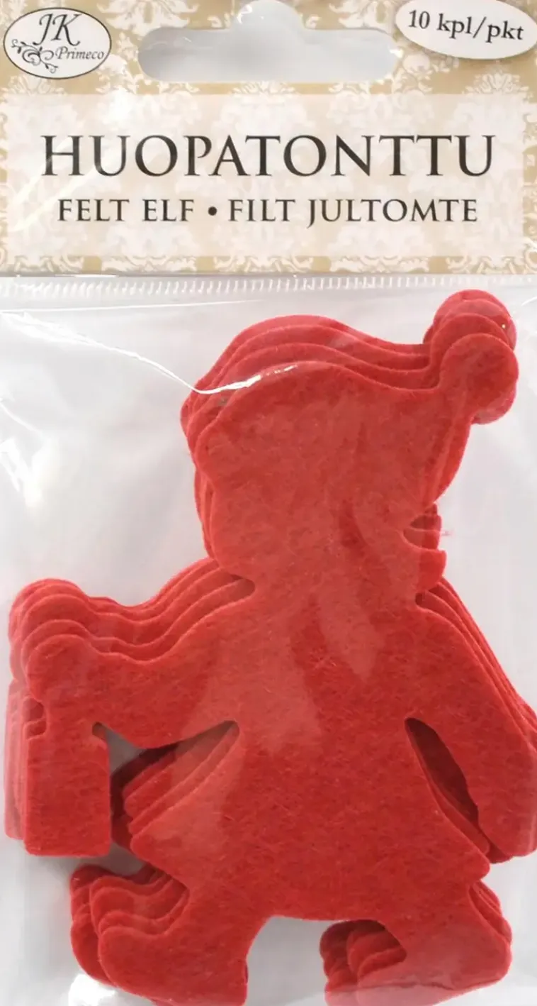 J.K. Primeco Askartelutarvikkeet<Huopatonttu Punainen 10 Kpl