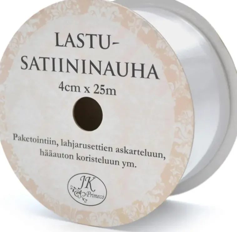 J.K. Primeco Askartelutarvikkeet>Lastusatiininauha Hopea 4Cm X 25M
