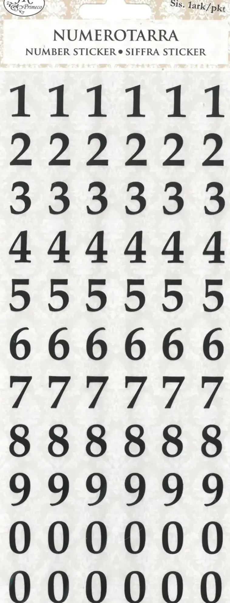 J.K. Primeco Askartelutarvikkeet<Numerotarra Pieni