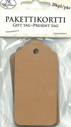 J.K. Primeco Askartelutarvikkeet>Pakettikortti Ruskea 20Kpl