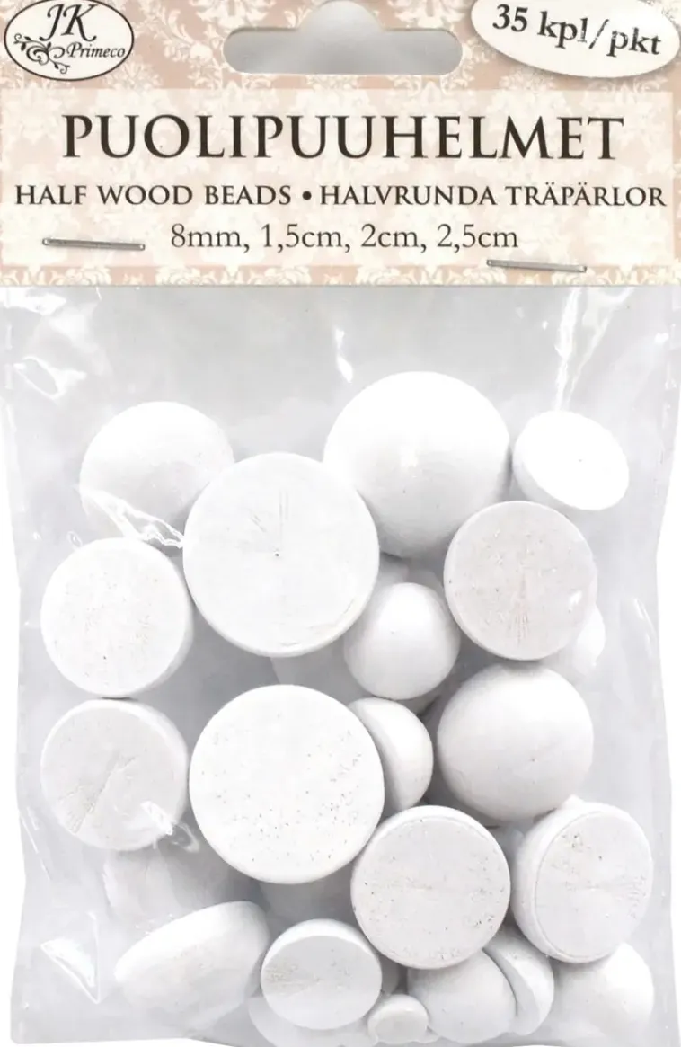 J.K. Primeco Askartelutarvikkeet<Puolipuuhelmet Valkoinen Lajitelma 35 Kpl