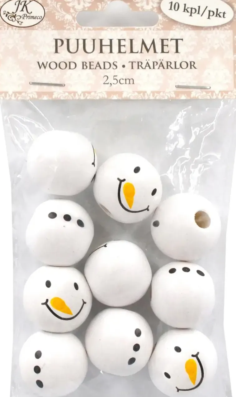 J.K. Primeco Askartelutarvikkeet<Puuhelmet 2,5 Cm Lumiukko 10 Kpl