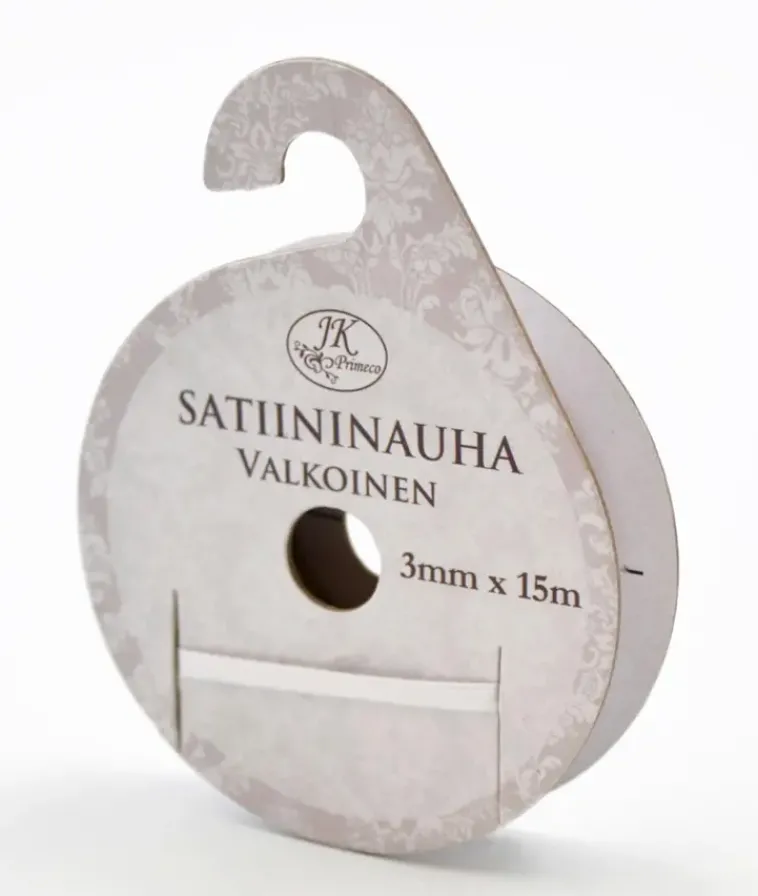 J.K. Primeco Askartelutarvikkeet>Satiininauha Valkoinen 3Mmx15M