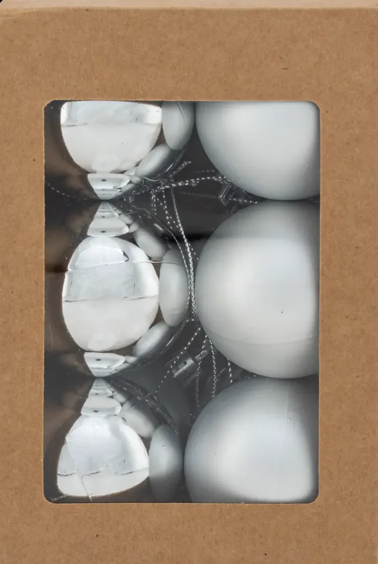 NNX Sesonkijuhlatarvikkeet>Joulupallo Hopea 12Kpl 5Cm