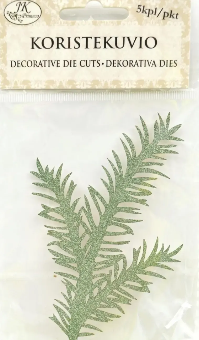 J.K. Primeco Askartelutarvikkeet>Koristekuvio Havu Iso Glitter Vihrea 5Kpl/Pkt