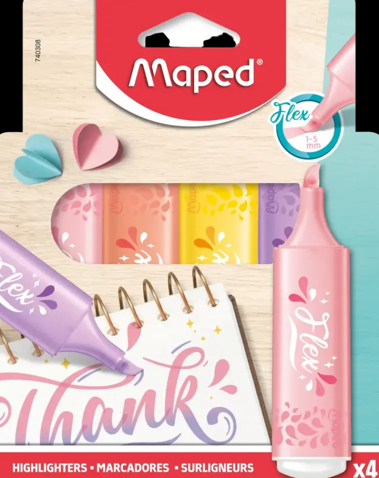 Maped Toimistotarvikkeet>Korostuskyna Pastel Flex 4 Kpl