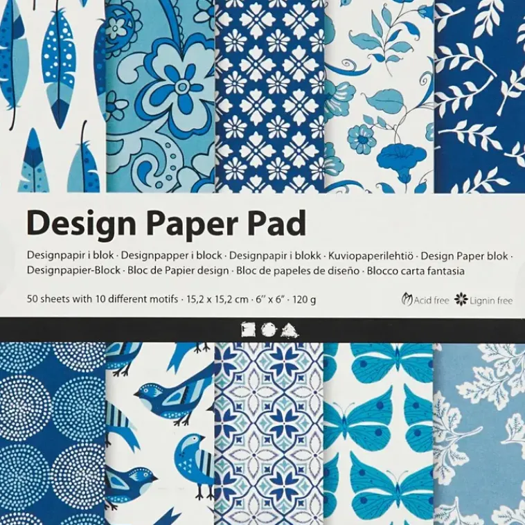 Nellen Askartelutarvikkeet<Kuviopaperilehtio, Arkki 15,2X15,2 Cm, 120 G, Sininen, 50Ark