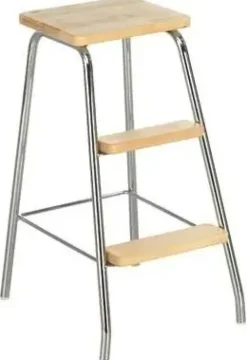 Lanka ja Muovi Eteiskalusteet<Porrasjakkara Lm 183 Kromi/Koivu