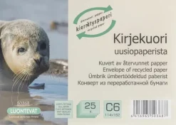 Luontevat Paperitarvikkeet>Kirjekuori C6 25 Kpl Uusiopaperi