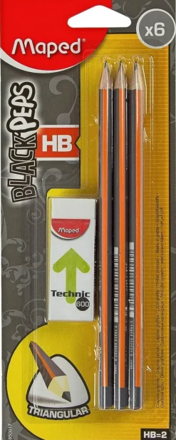 Maped Toimistotarvikkeet>Blackpeps Lyijykynat 6Kpl Hb+1 Kumi Kp