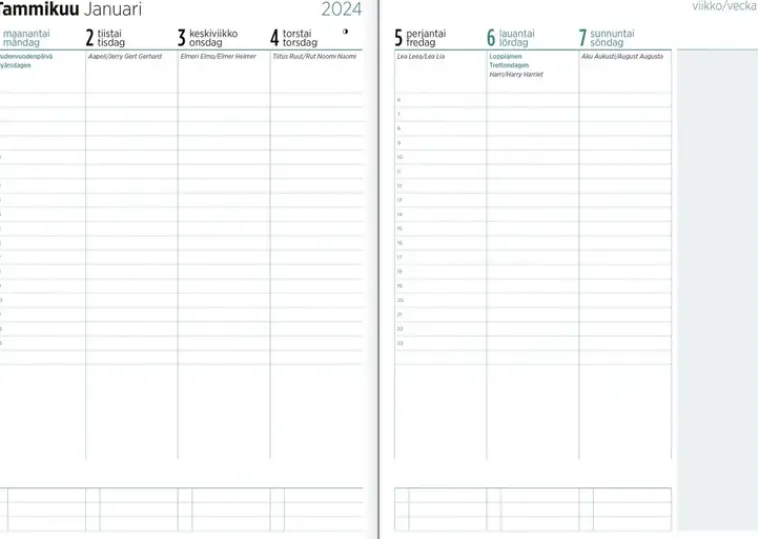 Ajasto Kalenterit>Poytakalenteri Color A5, Luumu