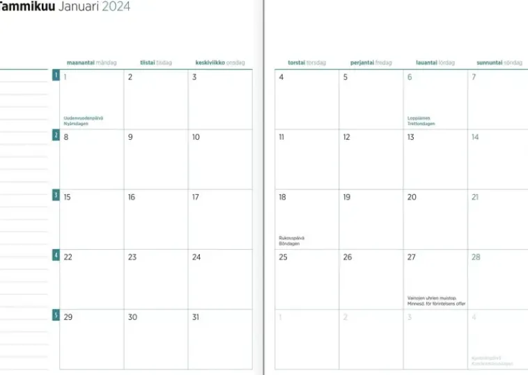 Ajasto Kalenterit>Poytakalenteri Color A5, Luumu