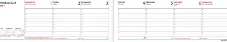 Ajasto Kalenterit>Poytakalenteri Memo-Viikkomuistio, Sininen