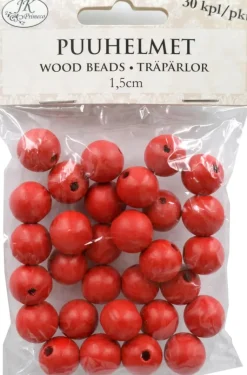 J.K. Primeco Askartelutarvikkeet>Puuhelmet Punainen 1,5Cm 30Kpl/Pkt