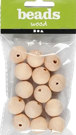 Ei merkkiä Askartelutarvikkeet<Puuhelmi 20Mm, Kaisttelematon 14Kpl