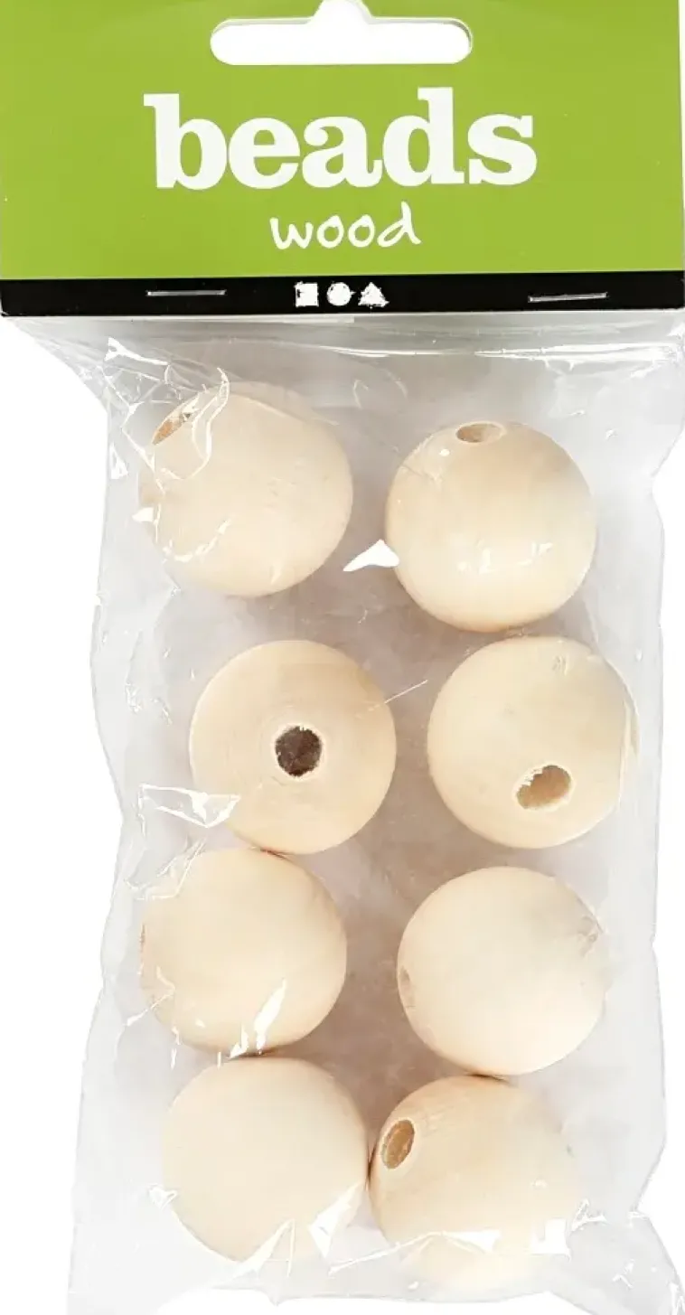 Ei merkkiä Askartelutarvikkeet<Puuhelmi 25Mm, Kasittelematon, 8Kpl