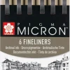 Sakura Toimistotarvikkeet>Micron Musta Kuitukynasarja 6Kpl