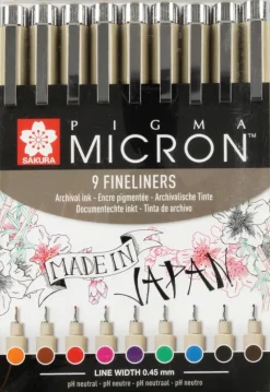 Sakura Toimistotarvikkeet>Pigma Micron Kuitukynasarja Lajitelma 9Kpl
