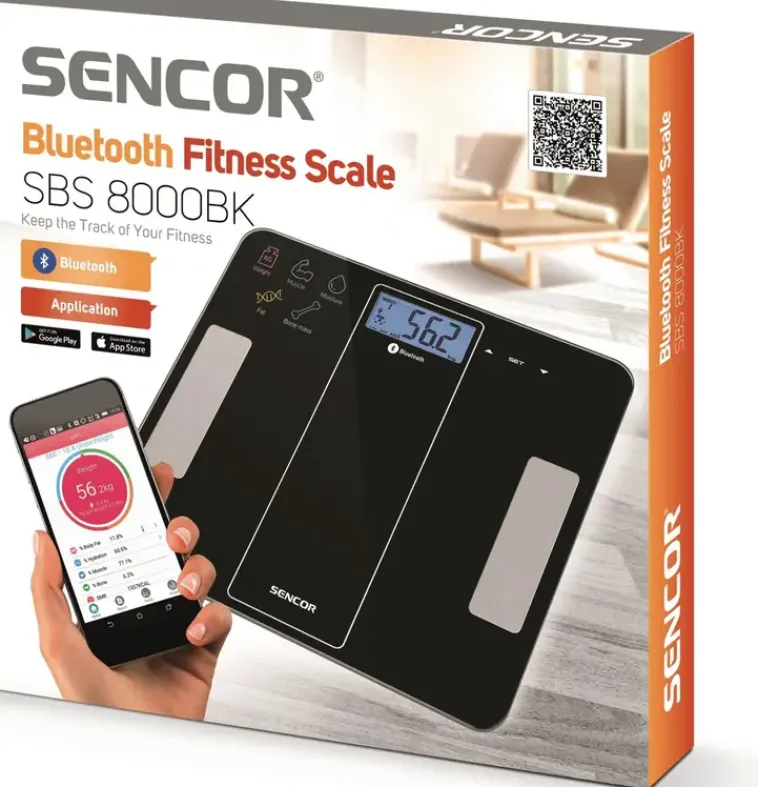 Sencor Henkilövaa'at<Sbs 8000Bk Vaaka Bluetooth Fitness Applikaatio
