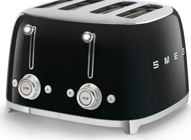 Smeg Kypsentäminen<Tsf03Bleu 4-Viipaleen Leivanpaahdin Musta