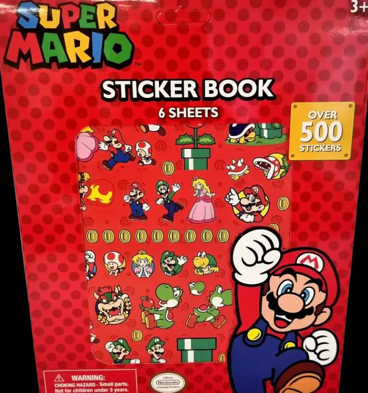 Super Mario TM Askartelutarvikkeet<Super Mario Tarralehtio, 6 Tarra-Arkkia, Yli 500 Tarraa
