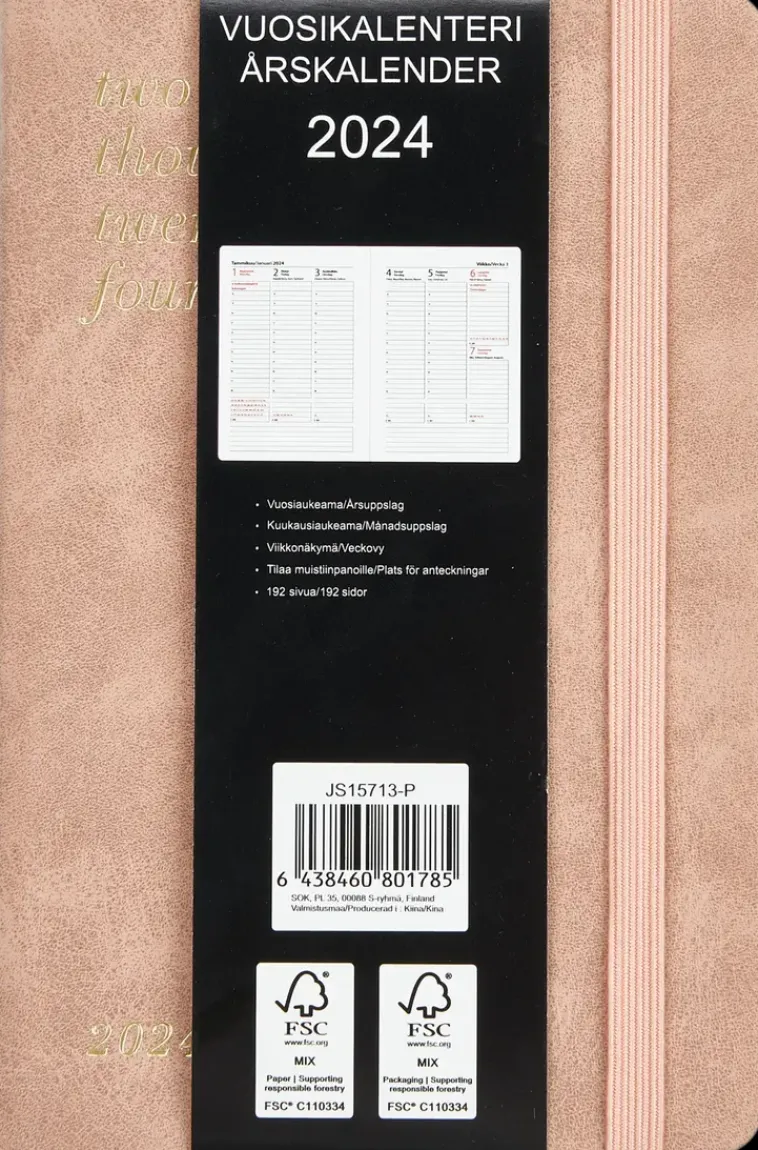 NNX Kalenterit>Taskukalenteri A6 Roosa