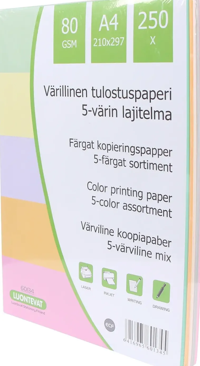 Tee-Hoo Paperitarvikkeet>Teehoo Varillinen Tulostuspaperi A4 250Kpl 5 Varia