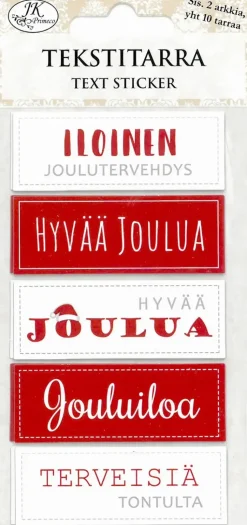 J.K. Primeco Askartelutarvikkeet>Tekstitarra Jouluntoivotukset Punainen 2Ark/Pkt